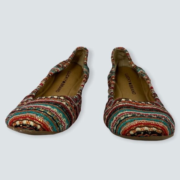 Lucky Brand Emmie‎ Ballet Flats Sequin Embroidered Size 6.5 Round Toe Bohemian - Picture 5 of 11